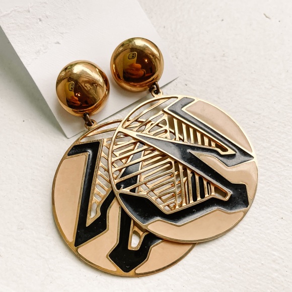 • vintage abstract circular earrings • - Picture 1 of 4